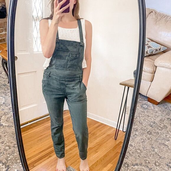 Free People Denim Overalls Blue Green 27 - Picture 10 of 10